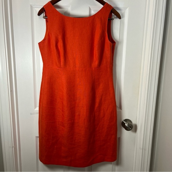 Talbots Petites Elegant Orange Linen Dress size 10P - Picture 1 of 11